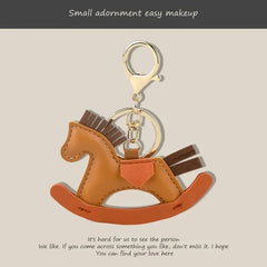 Wooden Horse Leather Bag Charm
