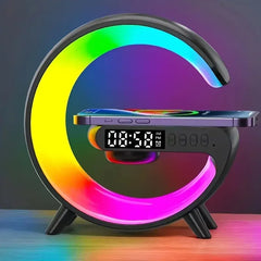 Multifunction Wireless Charger Stand – Alarm Clock, Speaker & RGB Light