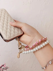 Pearl Camellia Phone Strap