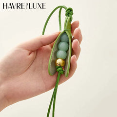 Cowhide Pea Pod Bag Charm