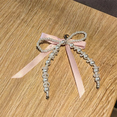 Pearl Bow Heart Keychain