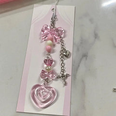 Beaded Heart Phone Charm