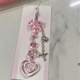 Beaded Heart Phone Charm