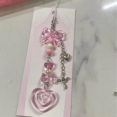 Beaded Heart Phone Charm