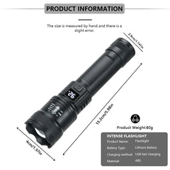 2000LM Tactical LED Flashlight - USB Rechargeable Emergency Torch