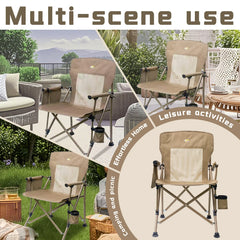High-Back Foldable Camping Chair – Padded Comfort with Cup Holder