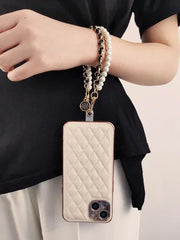 Pearl Camellia Phone Strap