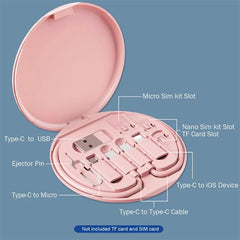 60W Multi Type-C To USB C To Micro USB To Lighting Fast Charging Phone Cable Kit for IPhone 14 13 15 Pro Data Cable Storage Box