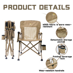 High-Back Foldable Camping Chair – Padded Comfort with Cup Holder