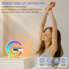Multifunction Wireless Charger Stand – Alarm Clock, Speaker & RGB Light