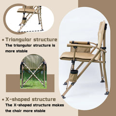 High-Back Foldable Camping Chair – Padded Comfort with Cup Holder